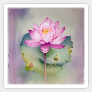 Large Pink Lotus Watercolour Flower Sticker